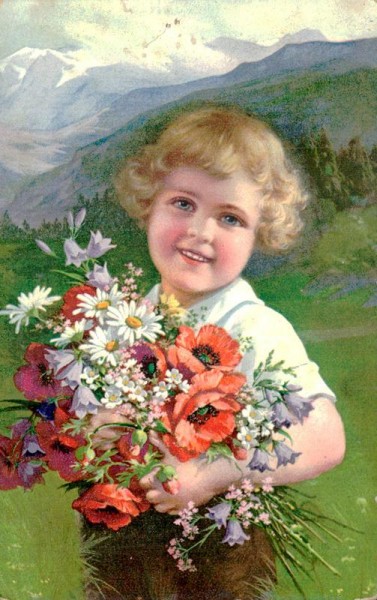 Mädchen mit Blumenstrauss Vorderseite