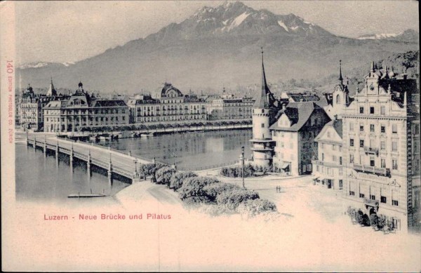 Luzern - Neue Brücke und Pilatus Vorderseite