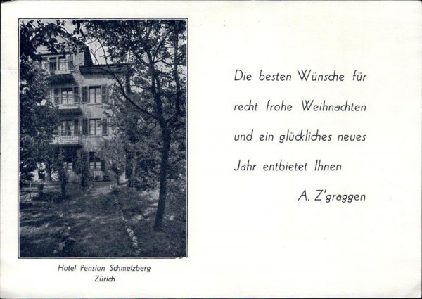 Zürich, Hotel Pension Schmelzberg Vorderseite