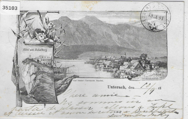 Unterach am Attersee - Hotel am Schafberg - Stempel: Mondsee 1891