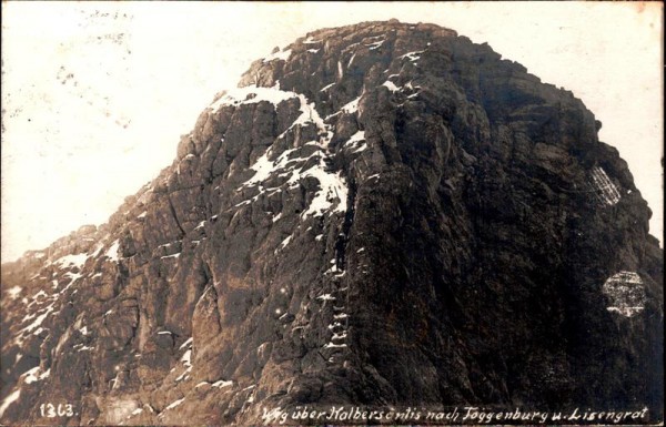 Weg über Kalbersäntis nach Toggenburg und Lisengrat Vorderseite