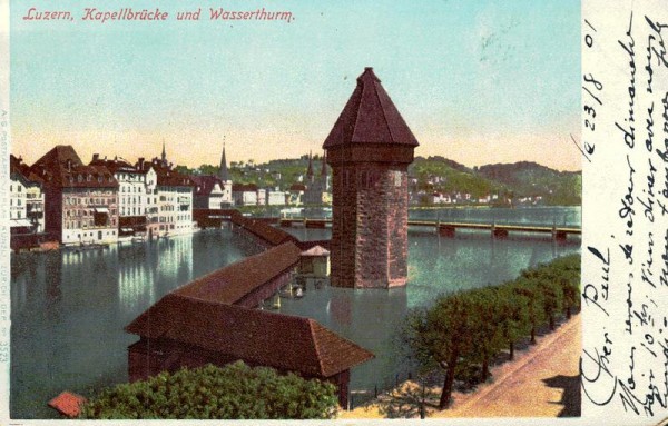 Kappelbrücke und Wasserthurm, Luzern Vorderseite