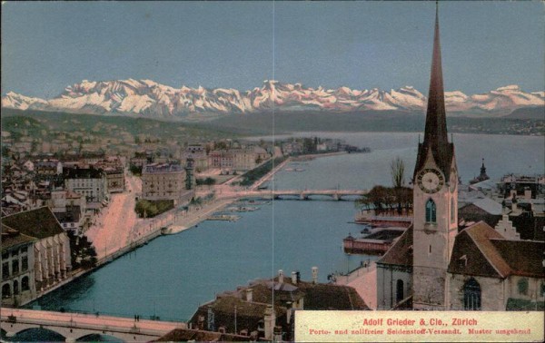 Zürich vom St. Peterturm aus gesehen Vorderseite