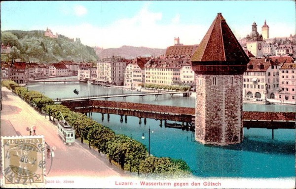 Luzern - Wasserturm gegen den Gütsch Vorderseite