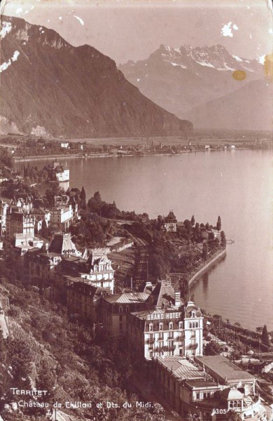 Territet. Château de Chillon et Dents du Midi