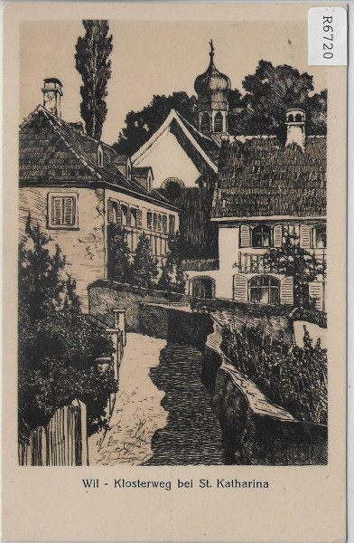 Wil SG - Klosterweg bei St. Katharina Federzeichnung