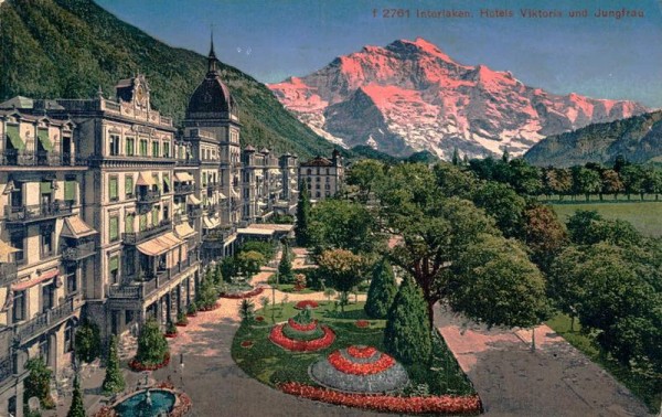 Interlaken. Hotels Viktoria und die Jungfrau. 1934 Vorderseite