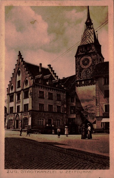 Stadtkanzlei und Zeitturm, Zug. 1914