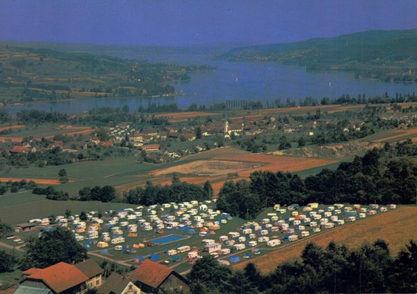 Hüttenberg, Camping und Schwimmbad, Eschenz a. Untersee  -  Flugaufnahmen Vorderseite