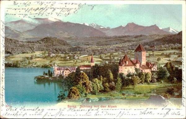 Schloss mit den Alpen (Spiez) Vorderseite
