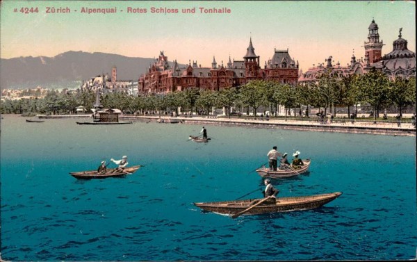 Zürich - Alpenquai - Rotes Schloss und Tonhalle Vorderseite