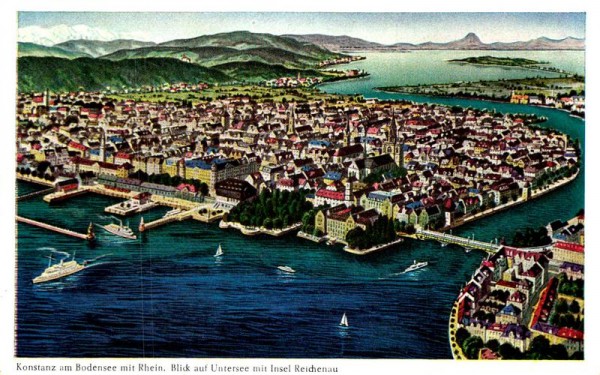 Konstanz am Bodensee mit Rhein Vorderseite