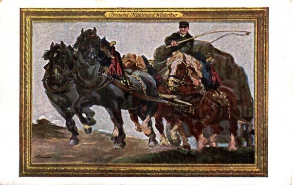 Der Haldengut Vierspänner, Ölbild von Max Feldbauer um 1904 Vorderseite
