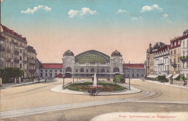 Basel - Centralbahnplatz mit Bundesbahnhof