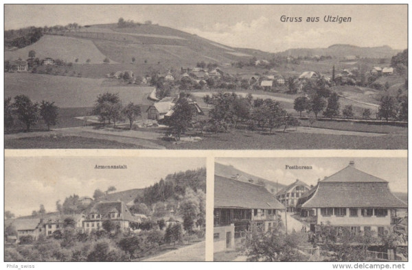 Utzigen, Gruss aus - Armenanstalt, Postbureau