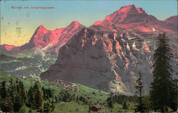 Mürren mit Jungfraugruppe. Vorderseite