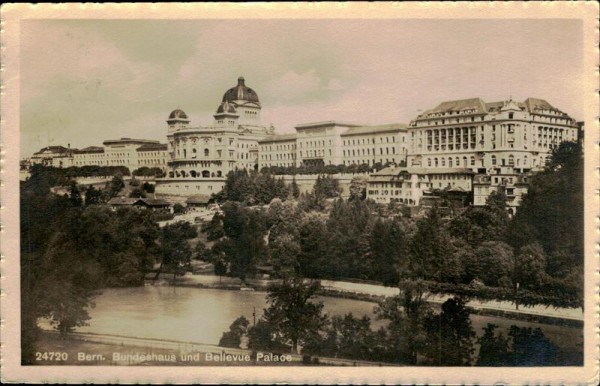 Bern - Bundeshaus und Bellevue Palace Vorderseite