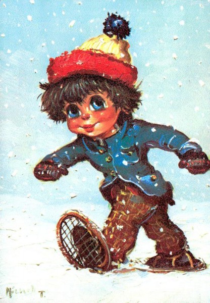 Junge mit Schneeschuhe Vorderseite
