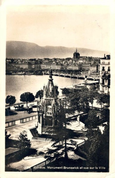 Genève Monument Brunswick et vue sur la Villa. 1924 Vorderseite