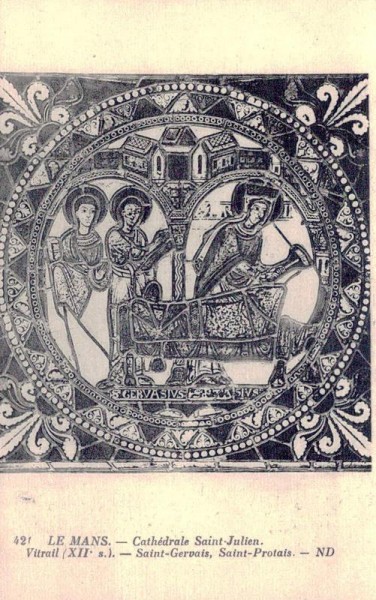 Le Mans - Cathédrale Saint - Julien. Vitrail (XII s.). - Saint - Gervais, Saint - Protais. - ND Vorderseite