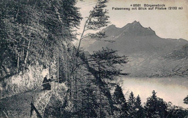 Bürgerstock, Felsenweg mit Blick auf Pilatus Vorderseite