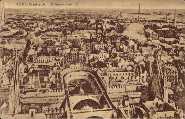 Reims, Fliegeraufnahme, 1. Weltkrieg