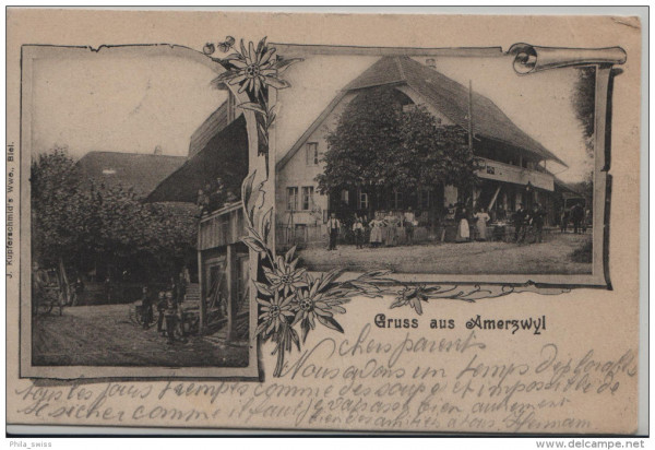 Ammerzwil - Gruss aus Amerzwyl - 2 Bild AK im Jugenstil