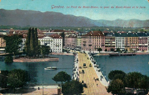 Le Pont du Mont-Blanc, le quai du Mont-Blanc et le Jura, Genève Vorderseite