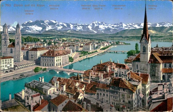 Zürich und die Alpen Vorderseite