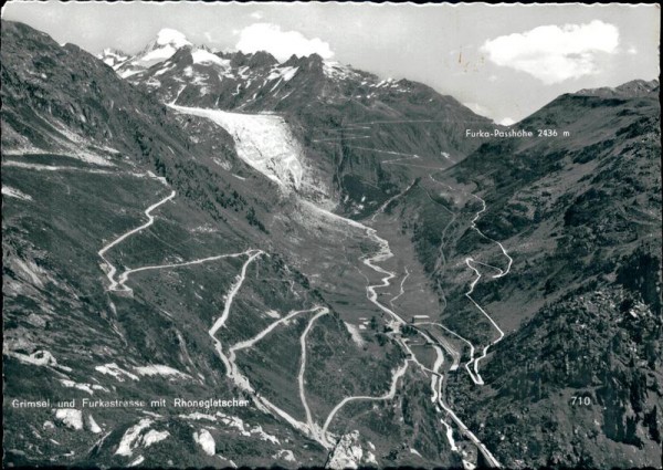 Grimsel und Furkastrasse mit Rhonengletscher Vorderseite