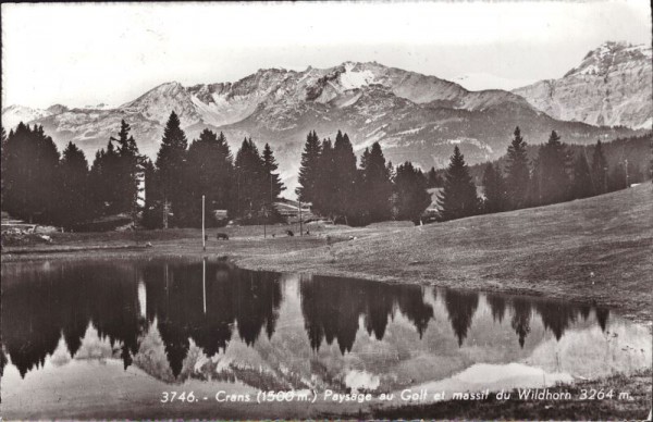 Crans, Paysage au Golf et massiv du Wildhorn