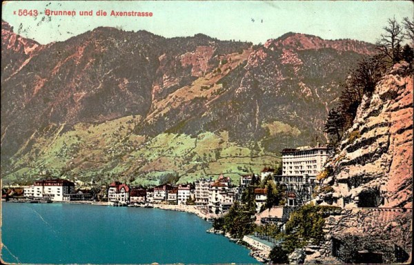 Brunnen und die Axenstrasse Vorderseite