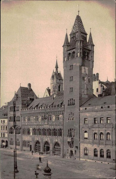 Rathaus in Basel, Studienreise 1913 des Oesterreichischen Arbeitgeber Hauptverbandes Vorderseite