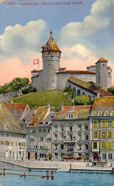Schaffhausen-Munot und Hotel Schiff Vorderseite