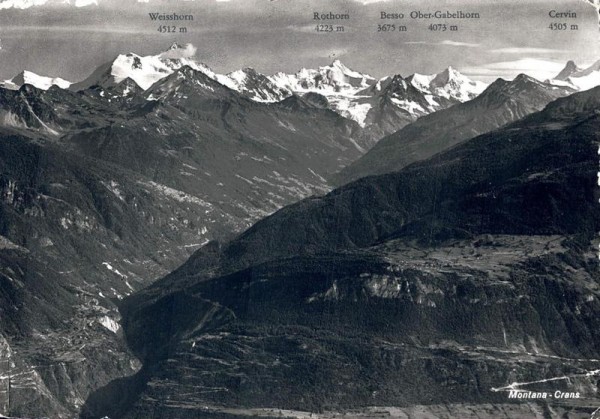 Montana-Crans. mit Weisshorn, Rothorn Vorderseite