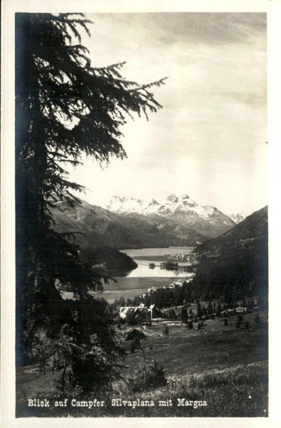 Blick auf Campfer, silvaplana mit Margna Vorderseite
