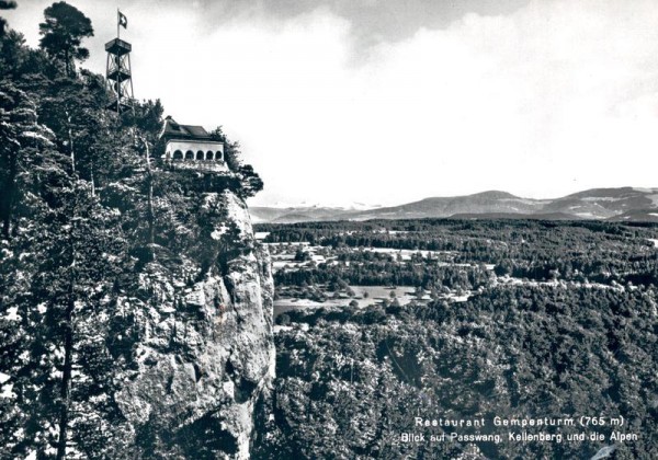 Restaurant Gempenturm, Blick auf Passwang, Kellenberg und die Alpen Vorderseite