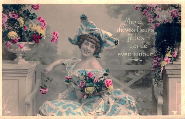Merci de vos fleurs je les garde avec amour / Danke für deine Blumen, ich halte sie mit Liebe Vorderseite