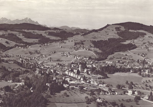 Flugaufnahme, Kurort Heiden mit Säntis