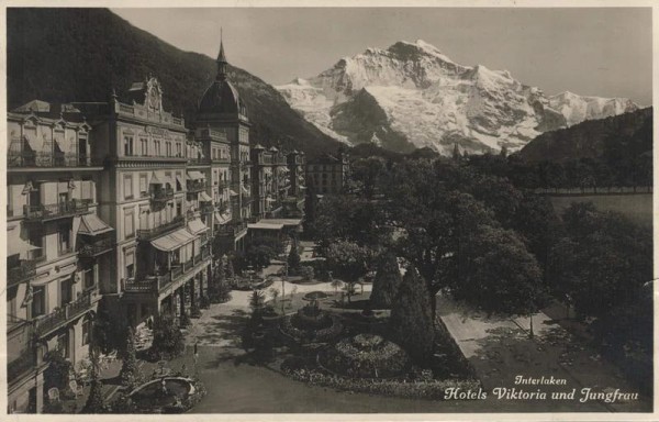 Interlaken. Hotels Viktoria und Jungfrau Vorderseite