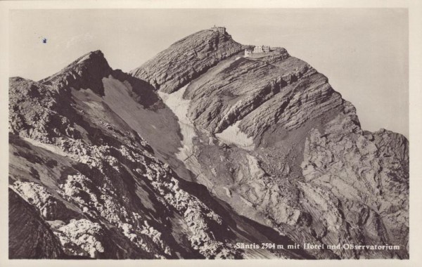 Säntis mit Hotel und Observatorium Vorderseite