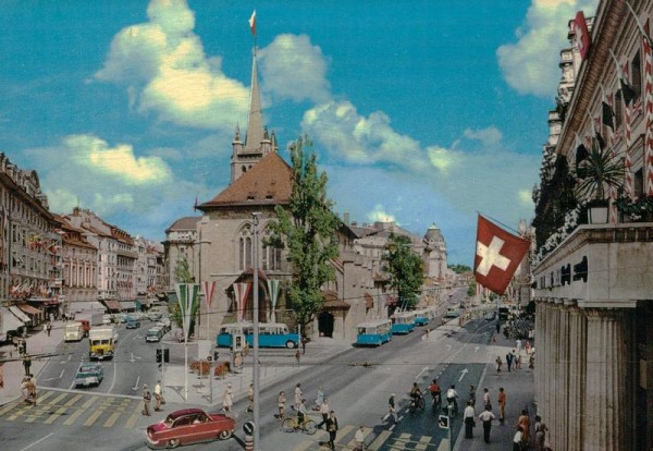  Lausanne, Place et l'eglise St. François Vorderseite