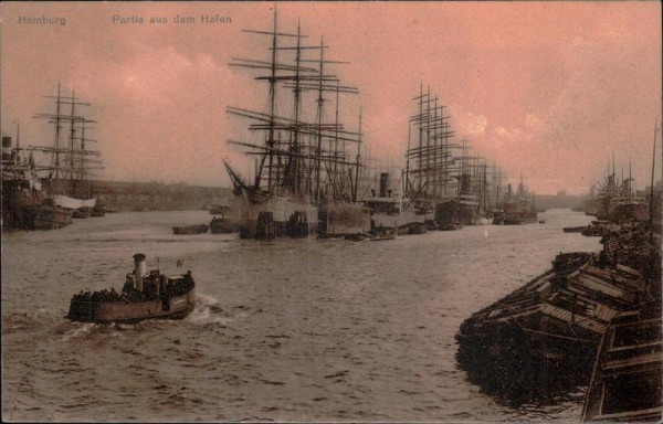 Hamburg, Partie aus dem Hafen Vorderseite