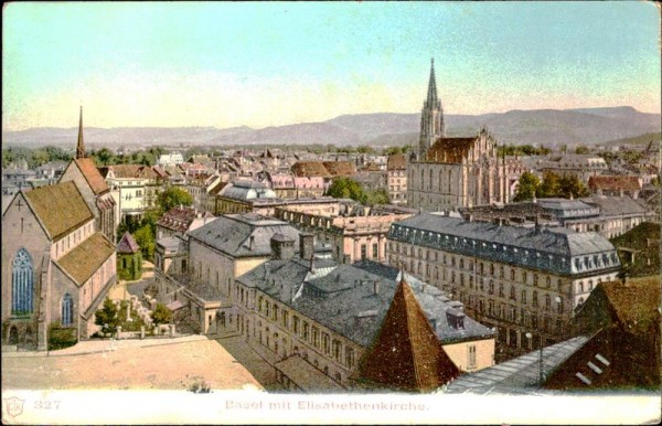 Basel mit Elisabethenkirche. Vorderseite