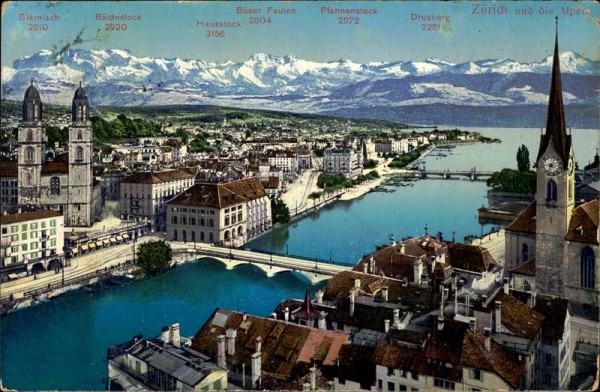 Zürich und die Alpen Vorderseite