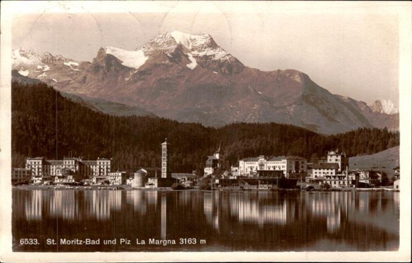 St. Moritz-Bad und Piz La Margna (3163 m) Vorderseite