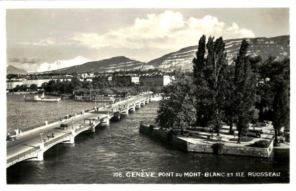 Pont du Mont-Blanc et Ile Ruosseau, Genève Vorderseite