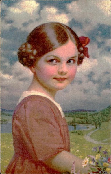 Mädchen in der Natur. Vorderseite