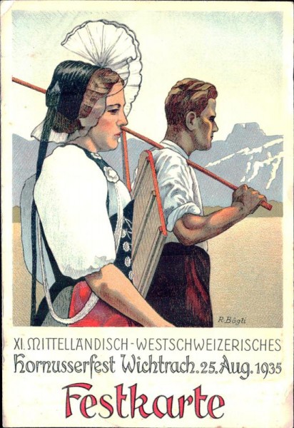 Wichtrach, Hornusserfest 1935, Festkarte Vorderseite