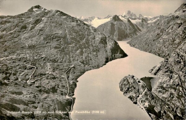 Grimsel Hospiz und Strasse zur Passhöhe Vorderseite